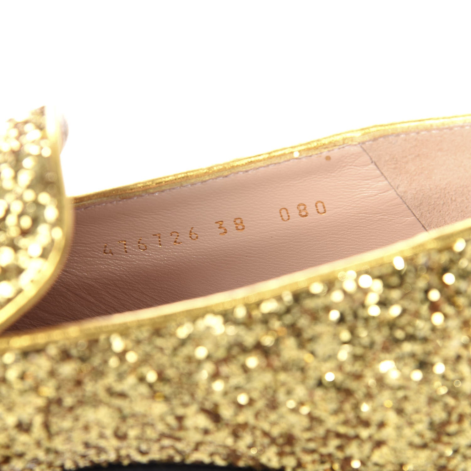 Gucci Glitter Web Peyton Loafers 38 Gold 10 of 11