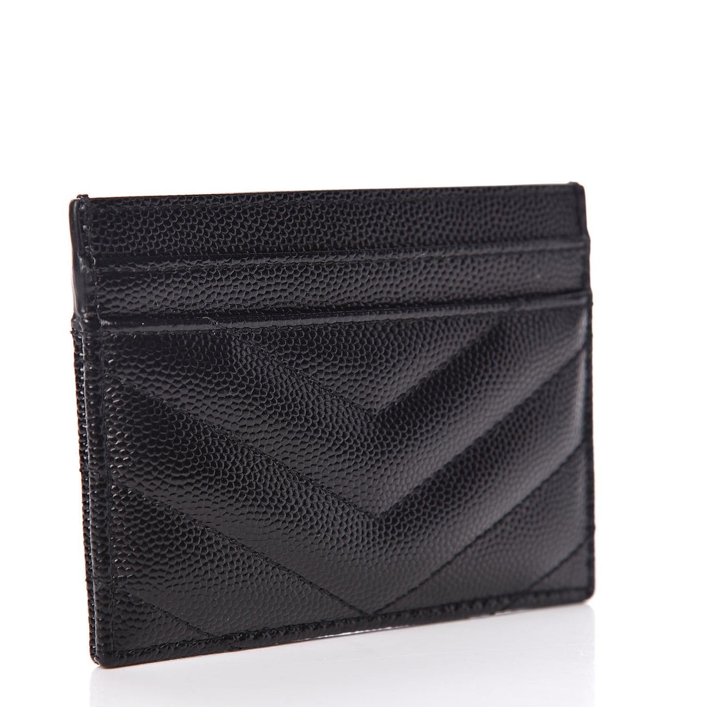 Grain De Poudre Matelasse Chevron Monogram Credit Card Case Black