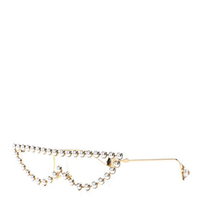 Gucci Metal Pearl Cat Eye Sunglasses GG0364S Gold 1 of 8