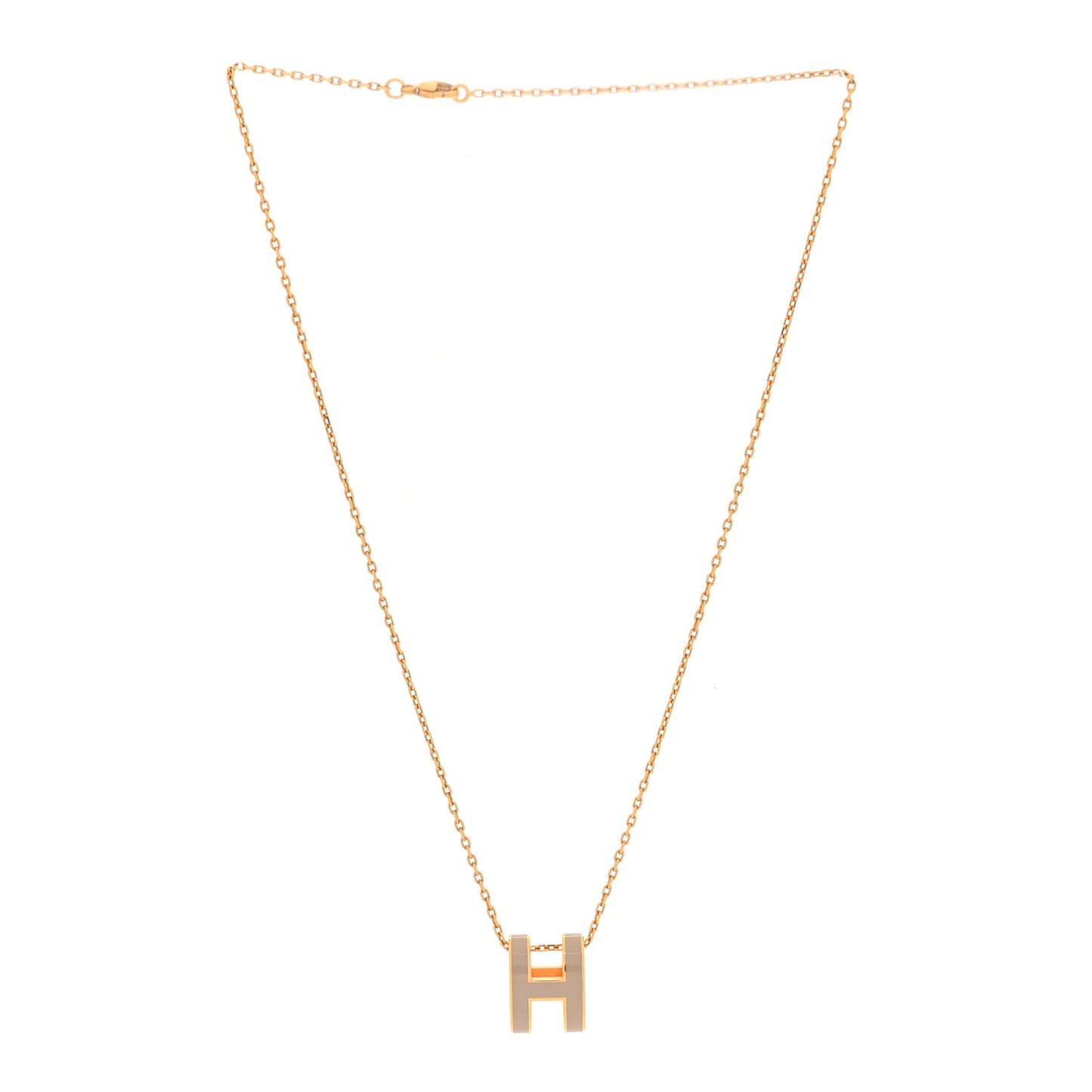 Lacquered Gold Pop H Pendant Necklace Marron Glace