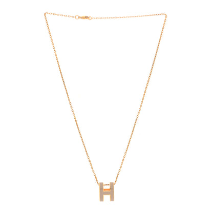 Hermes Lacquered Gold Pop H Pendant Necklace Marron Glace 2 of 7