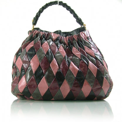 Miu Miu Leather Patchwork Harlequin Pink 1 of 11
