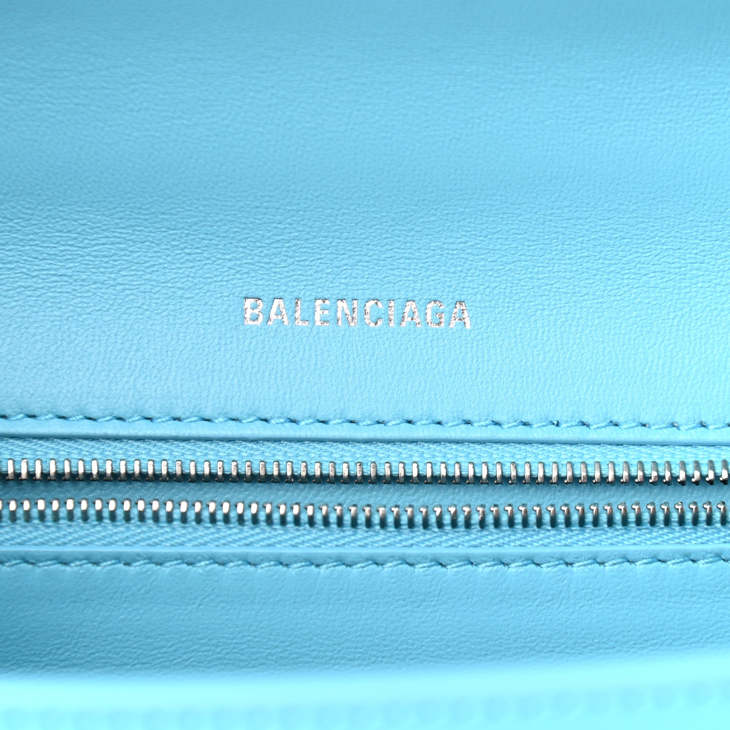 Balenciaga Shiny Box Calfskin Tonal B Hourglass Stretch Top Handle Bag Azur 6 of 9