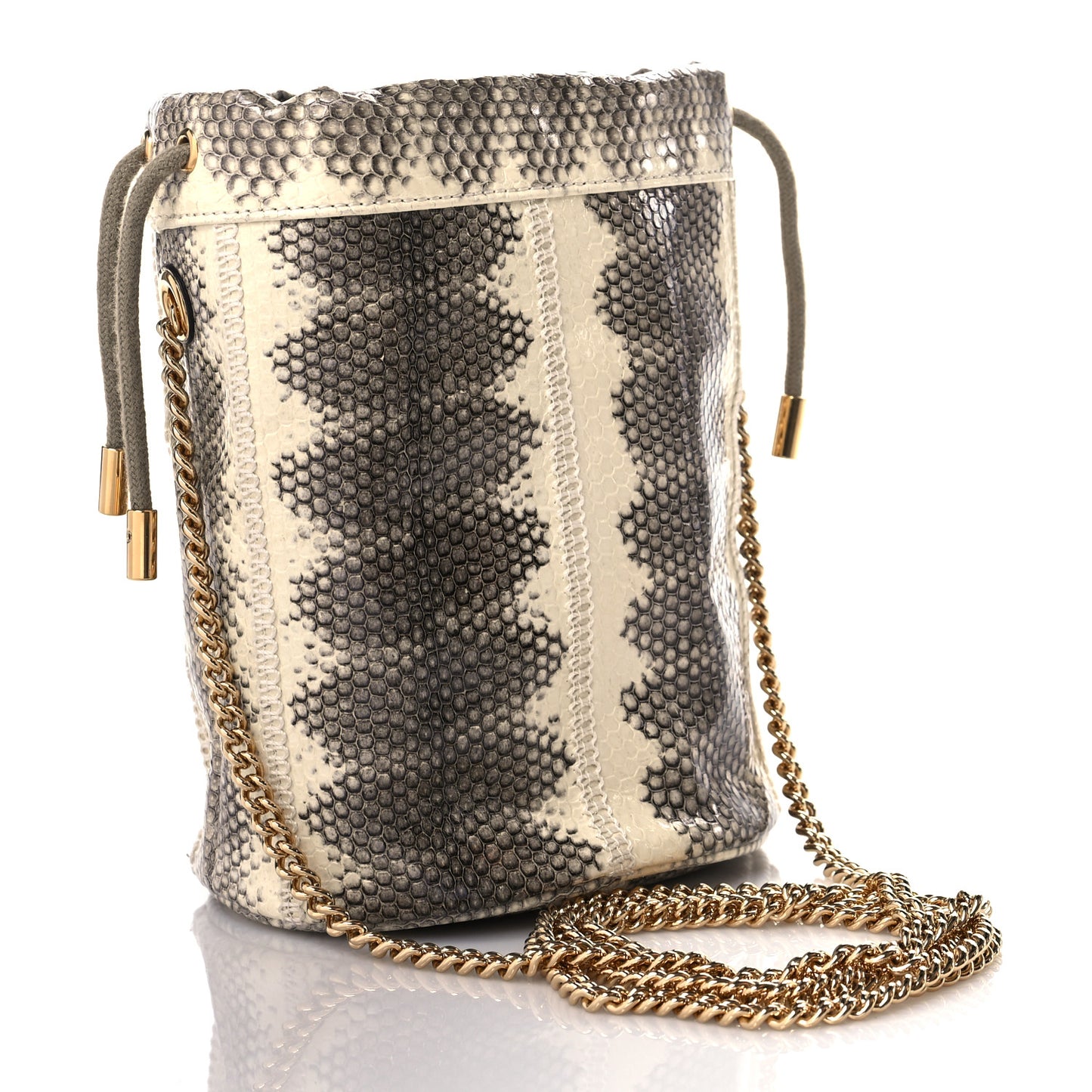 Snakeskin Mini Zumi Bucket Bag Grey