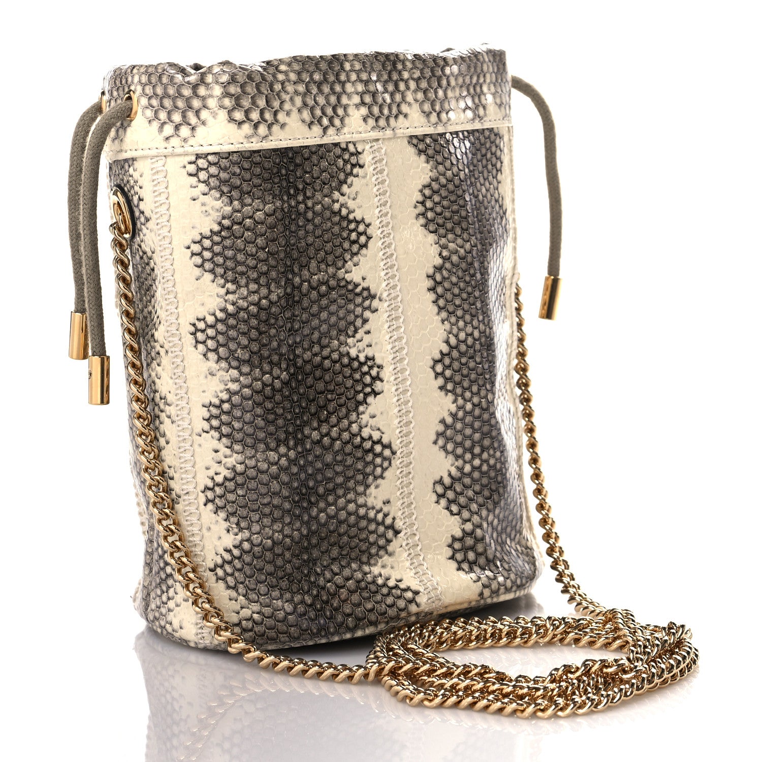 Gucci Snakeskin Mini Zumi Bucket Bag Grey 3 of 9