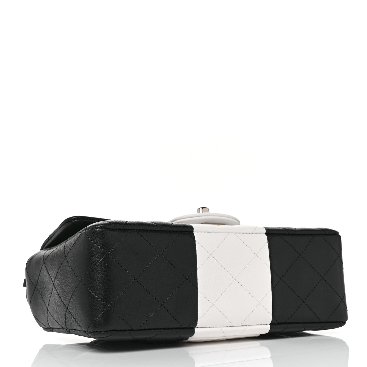 Lambskin Quilted Mini Rectangular Flap Black White