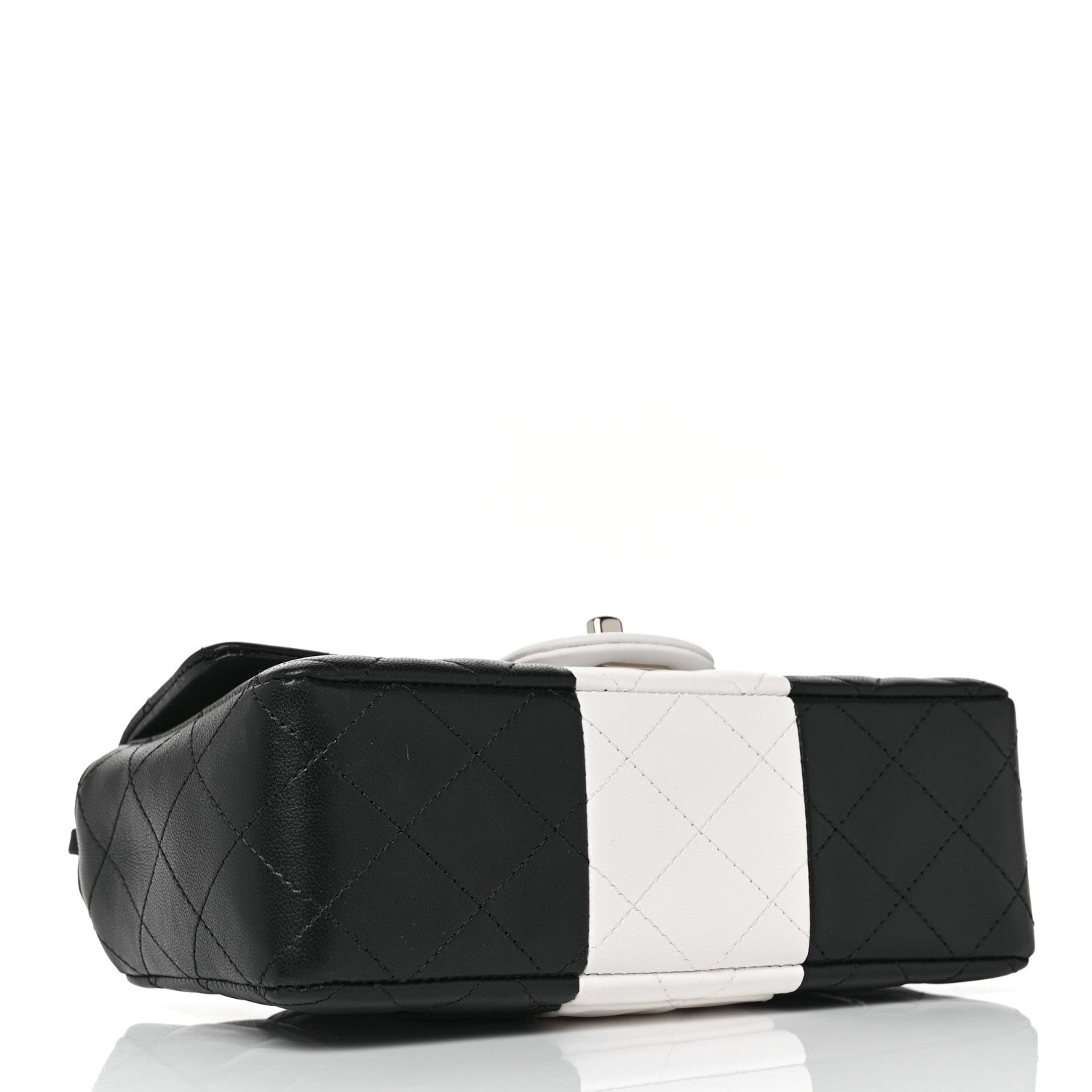 Chanel Lambskin Quilted Mini Rectangular Flap Black White 4 of 10