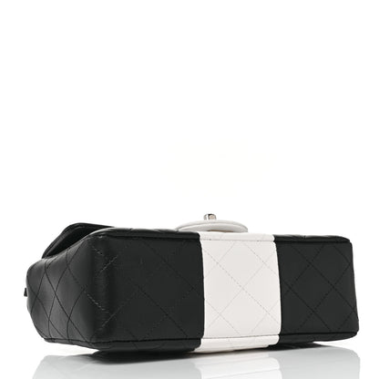 Chanel Lambskin Quilted Mini Rectangular Flap Black White 4 of 10