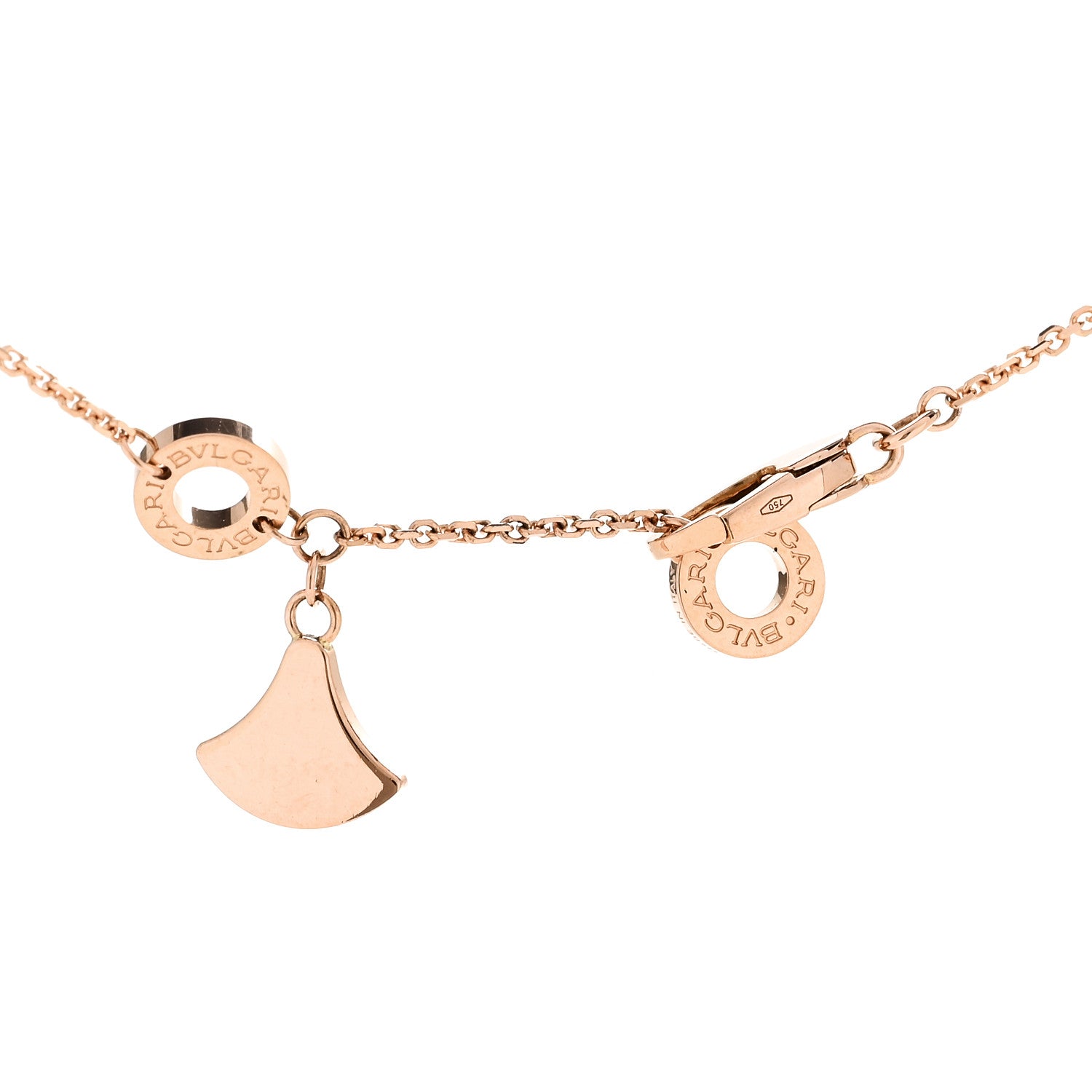 Bulgari 18K Rose Gold Diamond Mother of Pearl Divas' Dream Pave Pendant Necklace 5 of 6
