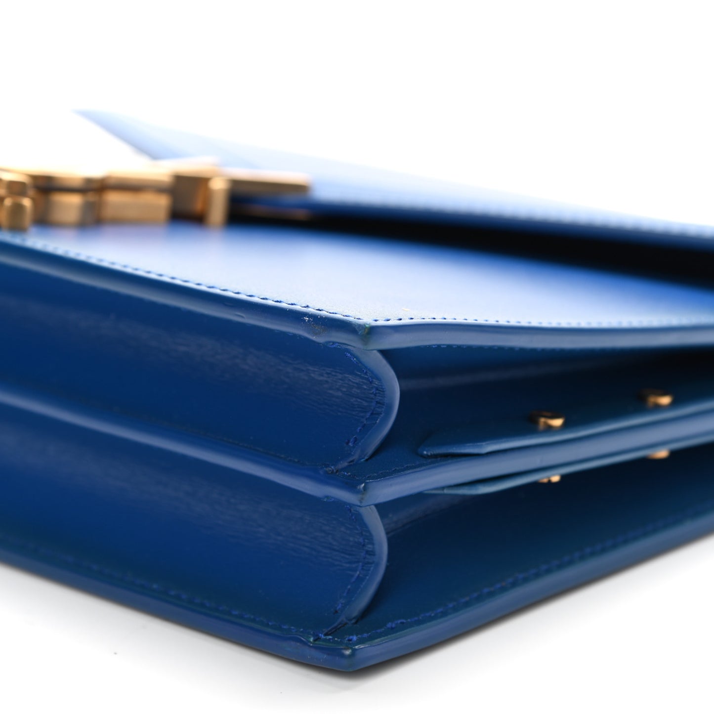 Smooth Calfskin Monogram Cassandra Clasp Bag Blue Majorelle