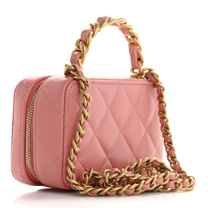 Chanel Lambskin Quilted Top Handle Mini Vanity Case Pink 3 of 12