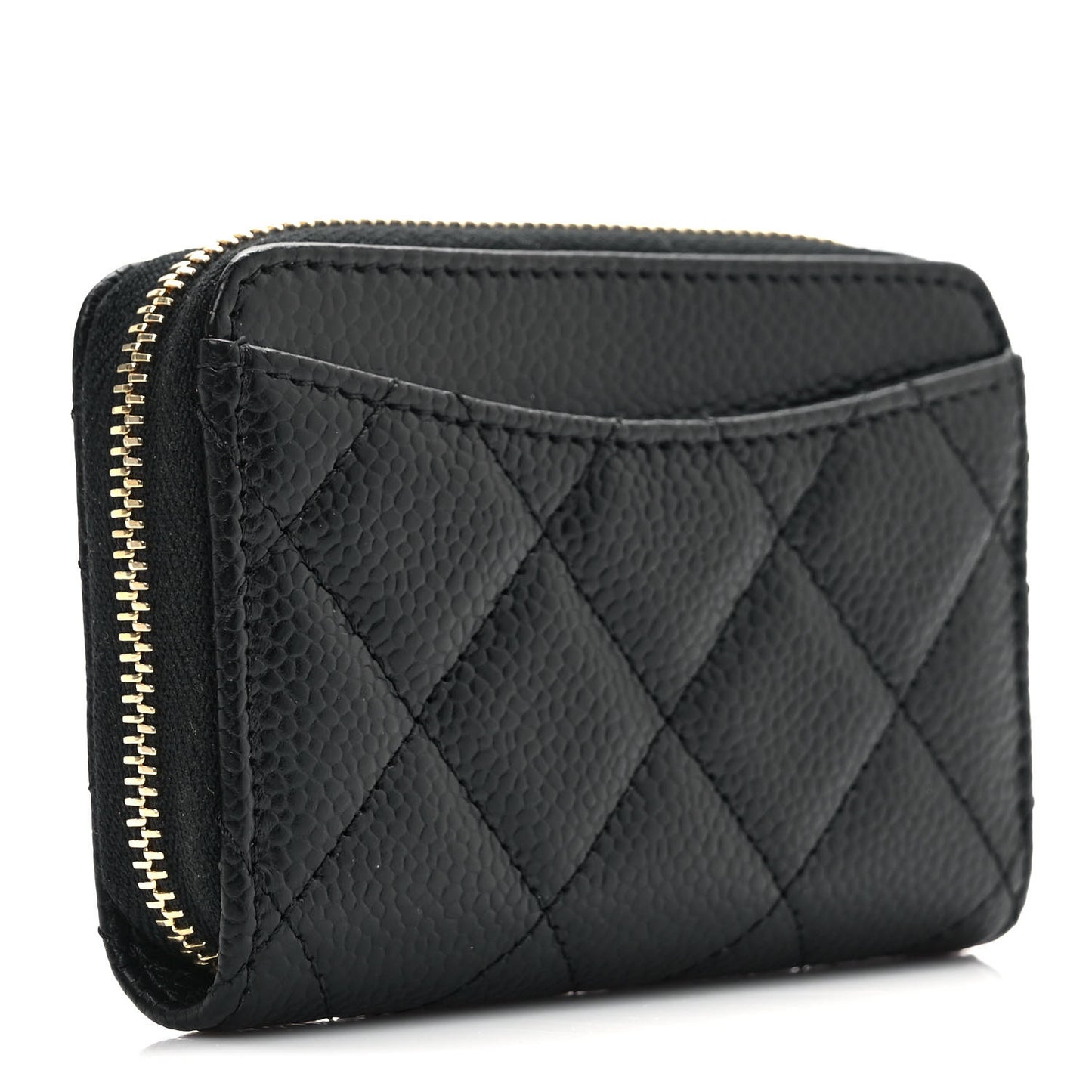 Caviar Quilted Classic Zipped Coin Purse Black