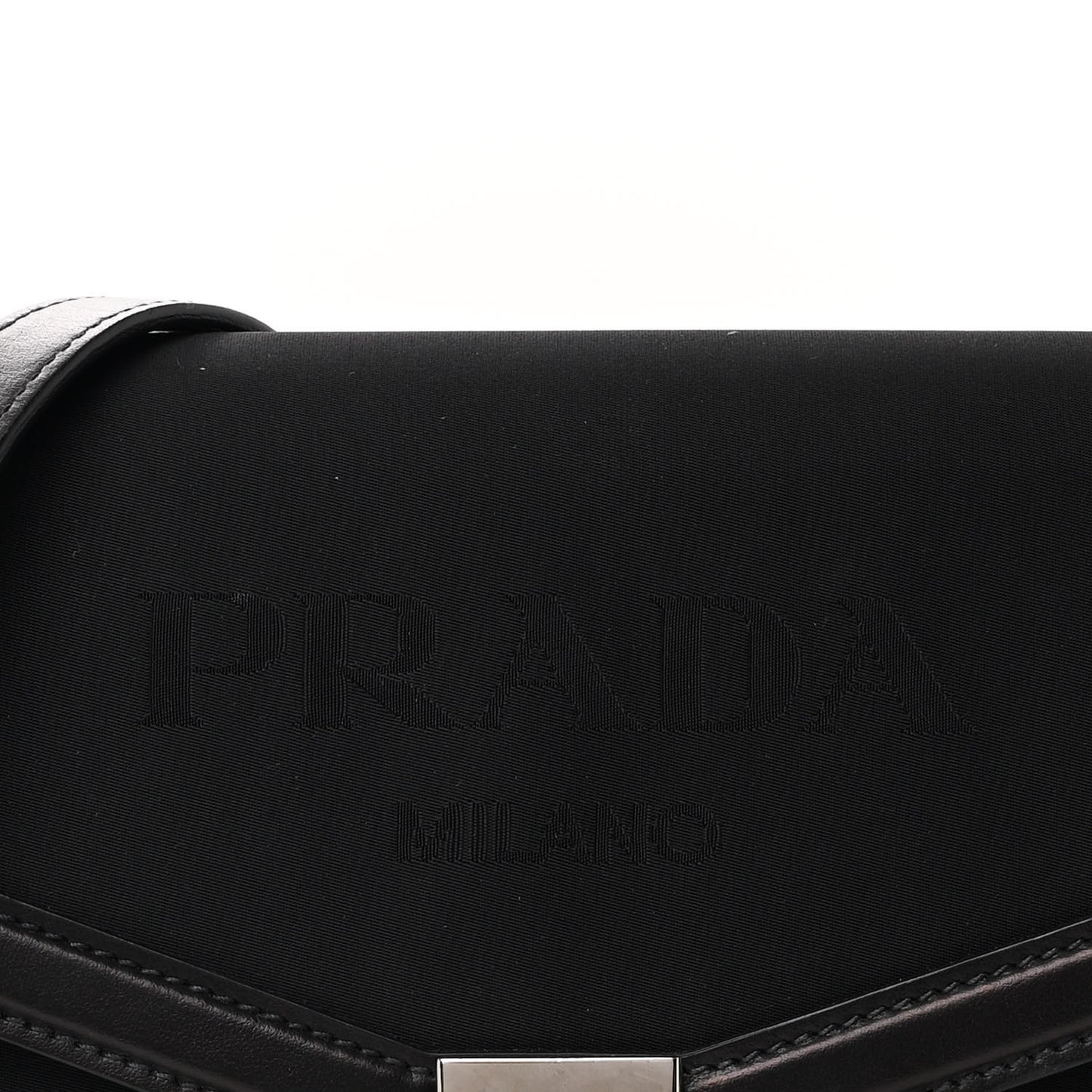 Tessuto Nylon Jacquard Logo Envelope Flap Chain Shoulder Bag Black