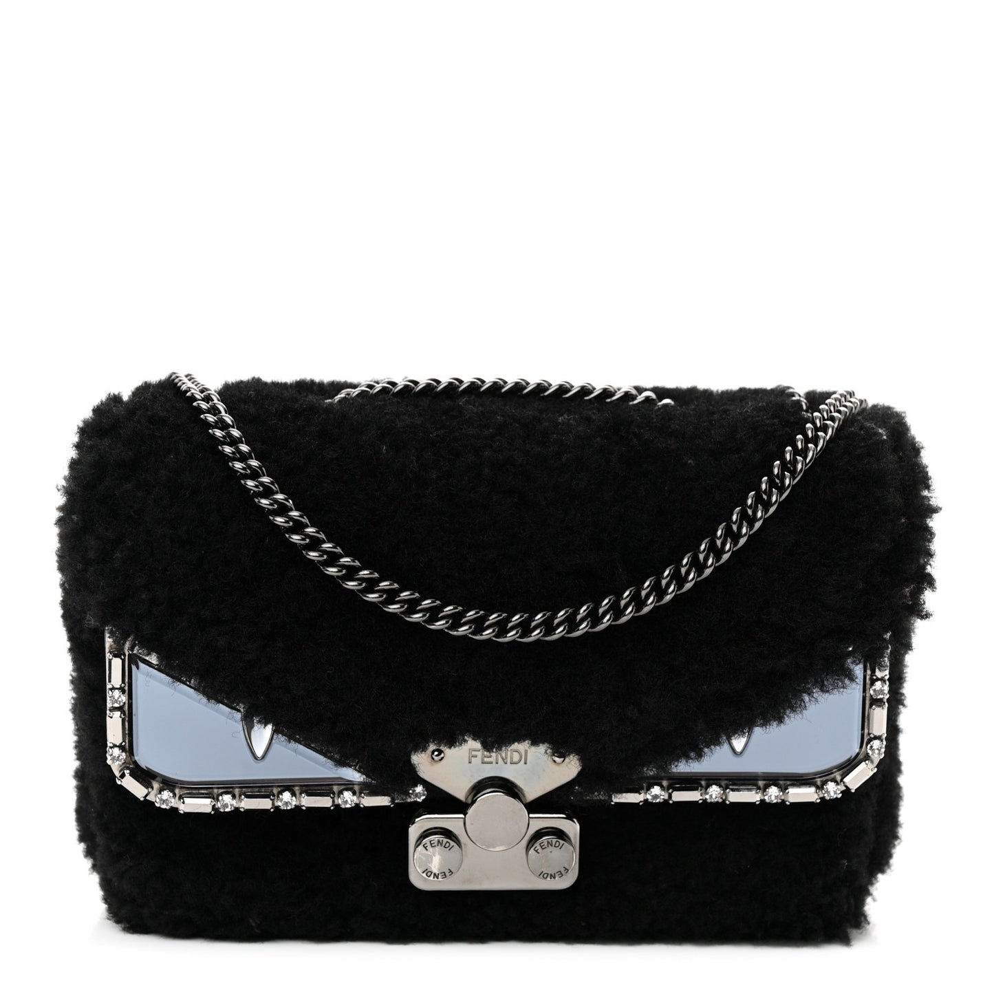 Shearling Crystal FF1974 Monster Eyes Small Bag Bug Chain Bag Narciso Tobacco Moro Black Tobacco Moro