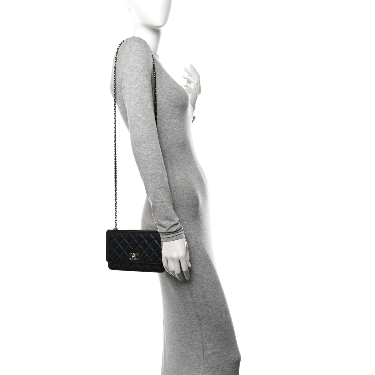 Chanel Lambskin Quilted Trendy CC Wallet On Chain WOC Black 2 of 11