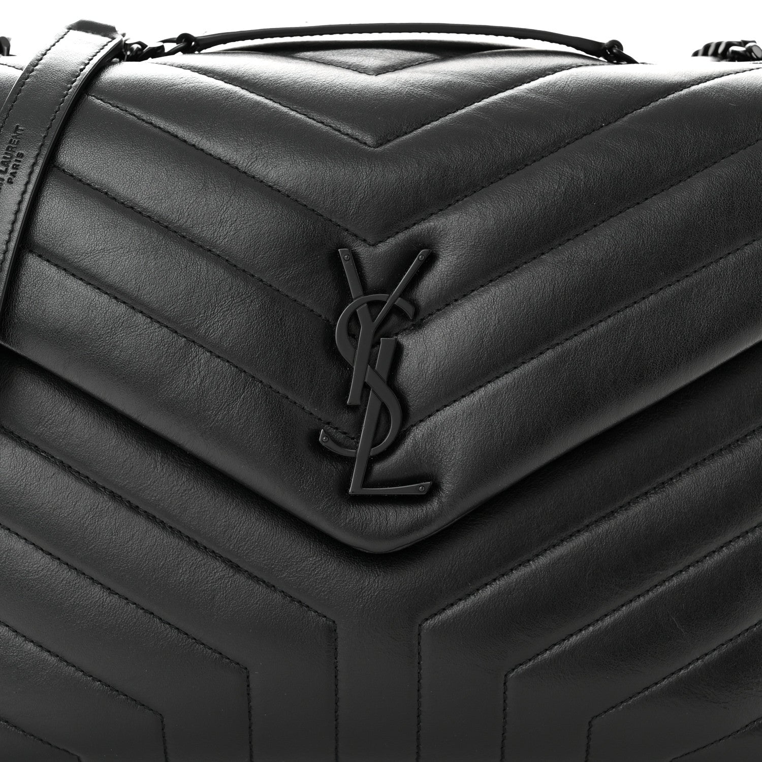 Saint Laurent Calfskin Y Quilted Monogram Monochrome Medium Loulou Chain Satchel Black 8 of 10