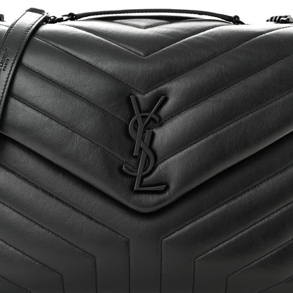Saint Laurent Calfskin Y Quilted Monogram Monochrome Medium Loulou Chain Satchel Black 8 of 10