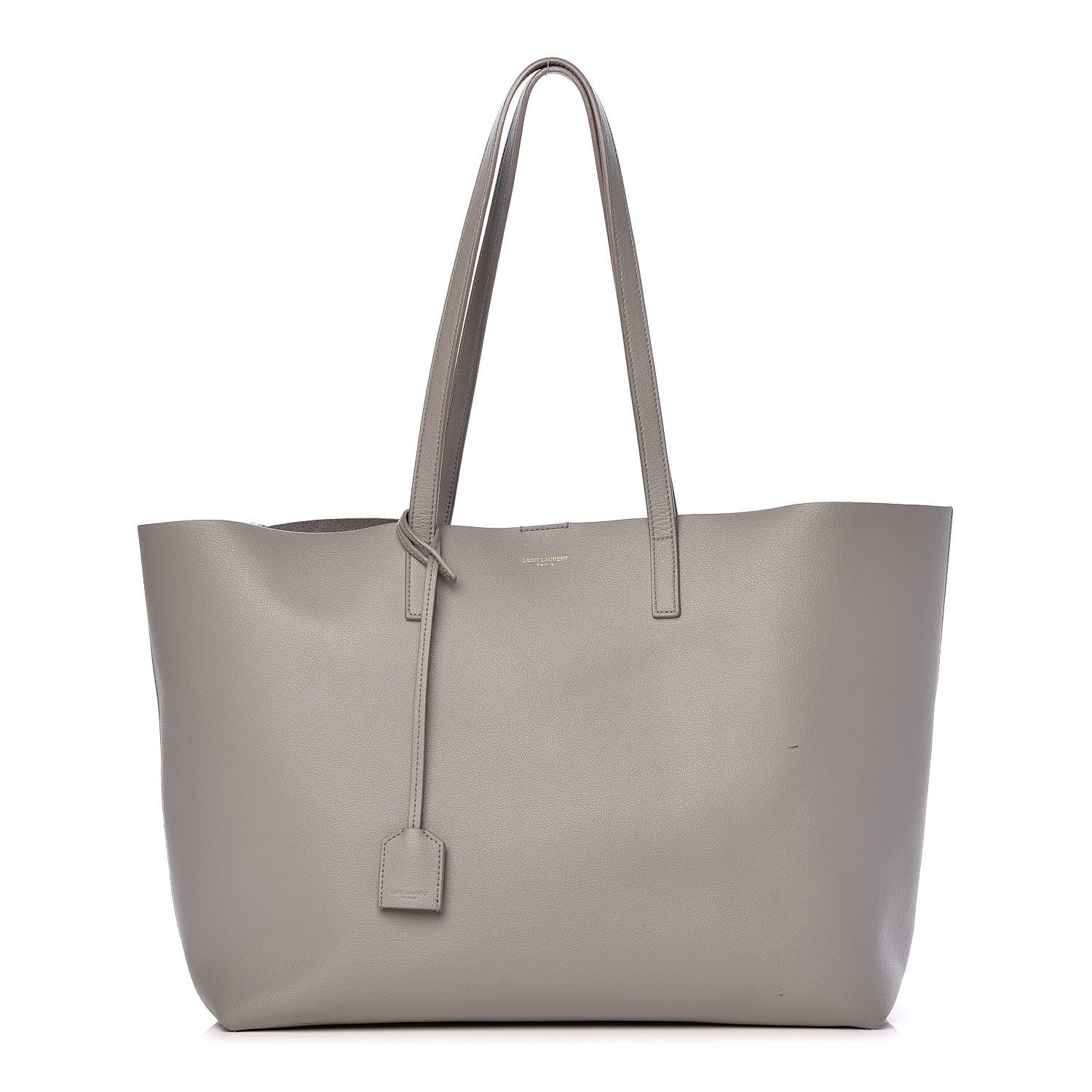 Saint Laurent Calfskin Large Shopping Tote Oyster Gray 3 of 21