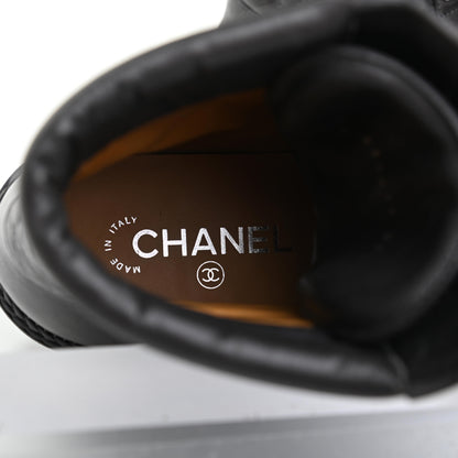 Chanel Lambskin Quilted Lace Up Boots 39.5 Grey 7 of 10