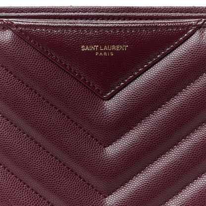 Saint Laurent Grain de Poudre Matelasse Chevron Small Tribeca Shopping Bag Rouge Legoin 9 of 11
