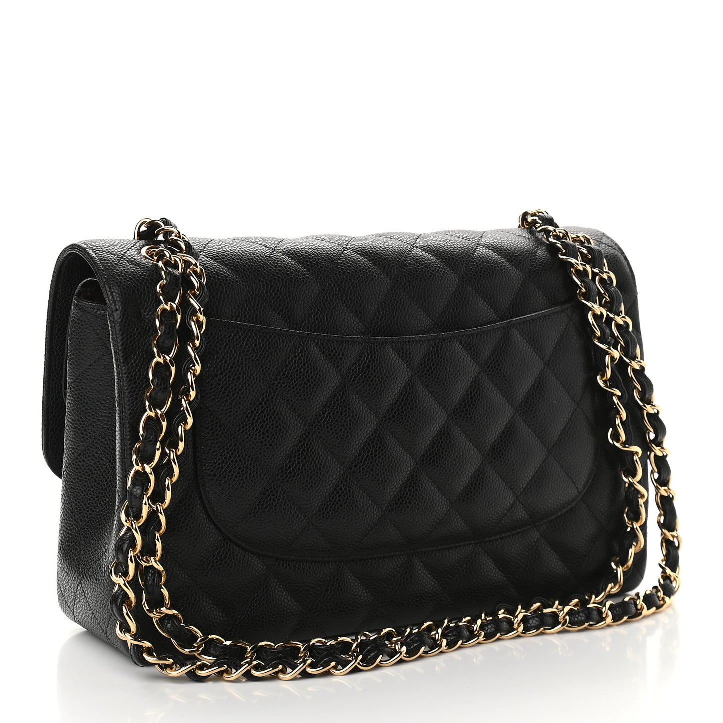 Caviar Quilted Jumbo Double Flap Black