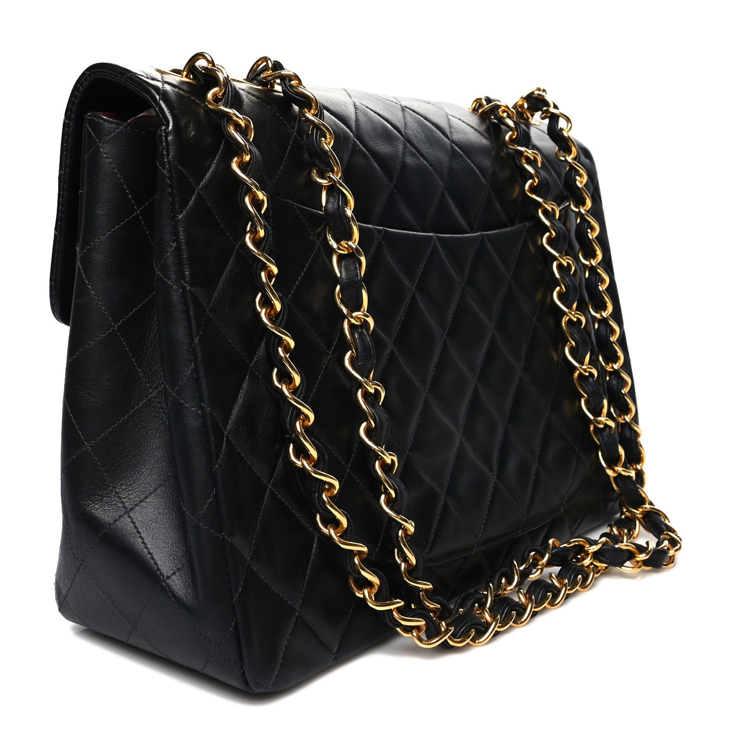 Lambskin Quilted XL Jumbo Single Flap Black