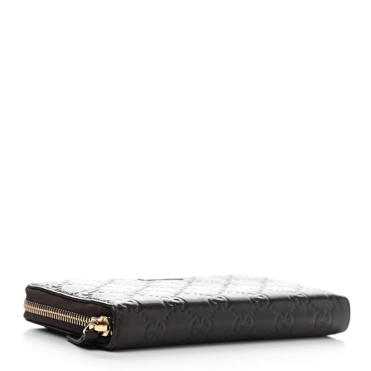 Gucci Guccissima Margaux Calfskin Metal Bar Zip Around Wallet Chocolate 4 of 10