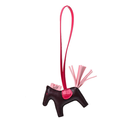 Hermes Milo Lambskin Matte Alligator Touch Grigri Rodeo Horse Bag Charm PM Rouge Sellier Framboise Rose Sakura 1 of 3