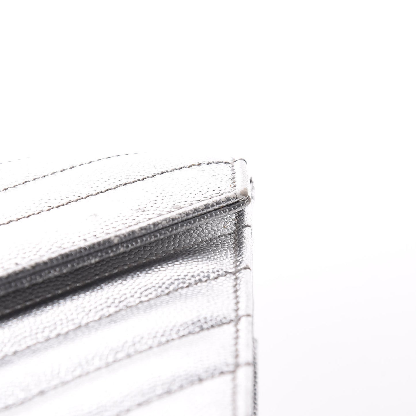 Metallic Grain De Poudre Matelasse Medium Monogram Satchel Silver