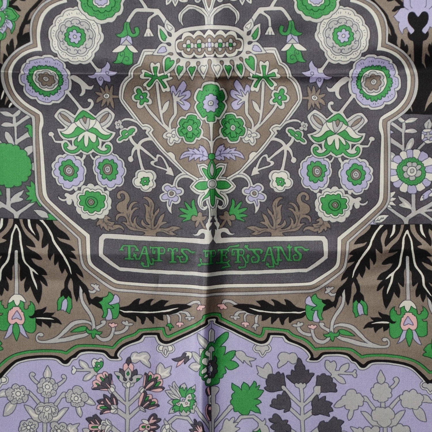 Hermes Silk Twill Tapis Persans Scarf 140 Lilac Anthracite Vert 3 of 7