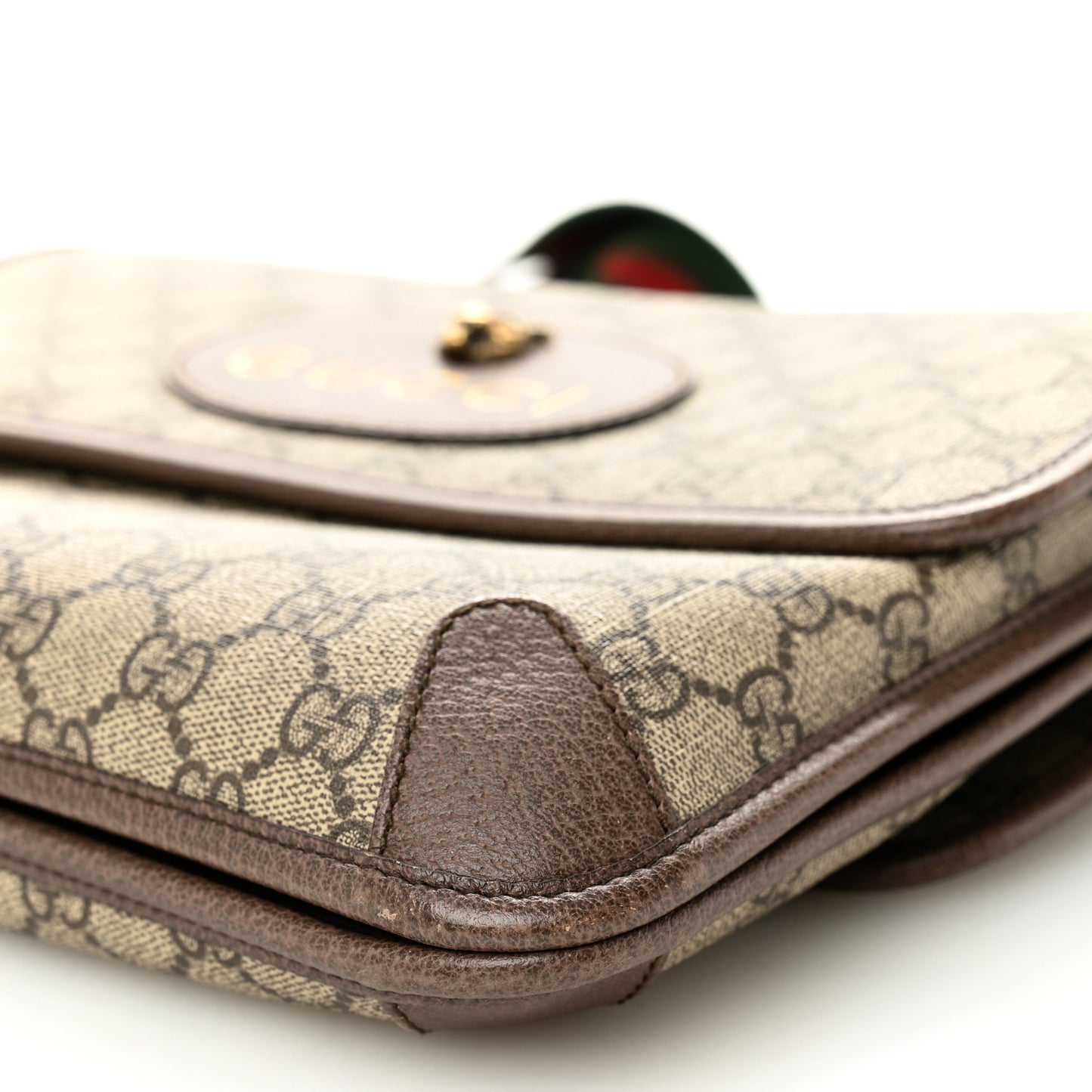 GG Supreme Monogram Web Neo Vintage Double Flap Messenger Bag Beige New Acero