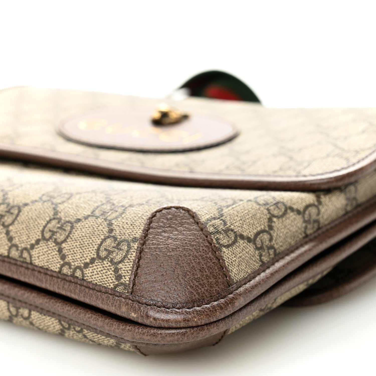 Gucci GG Supreme Monogram Web Neo Vintage Double Flap Messenger Bag Beige New Acero 10 of 10
