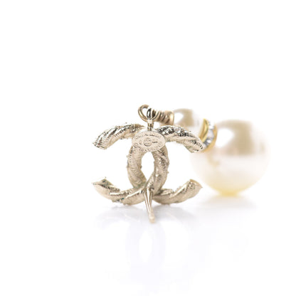 Chanel Pearl Crystal Twisted CC Drop Earrings Gold 4 of 5