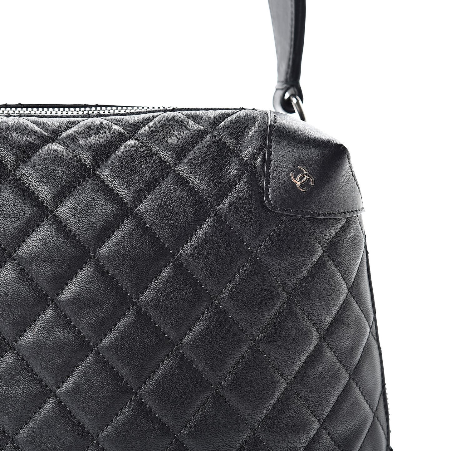 Lambskin Quilted Messenger Bag Black
