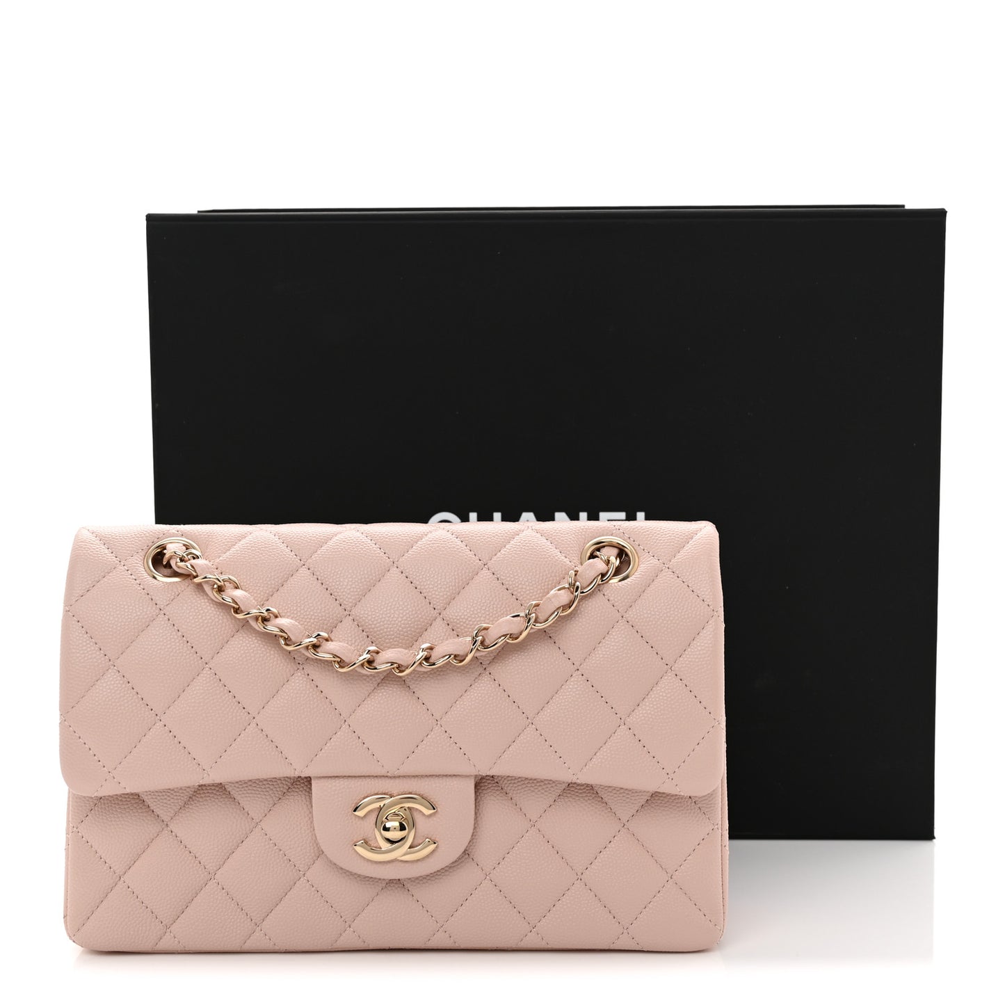 Caviar Quilted Small Double Flap Light Pink Light Pink