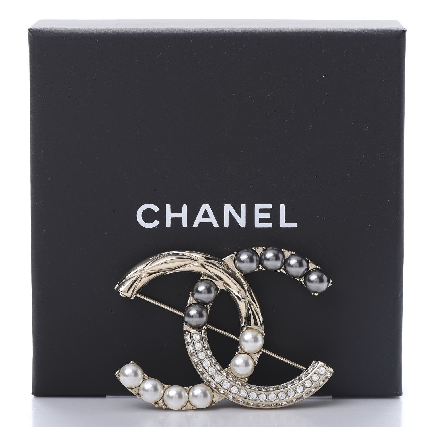 Chanel Pearl Crystal Bright Young Thing CC Brooch Gold 5 of 5