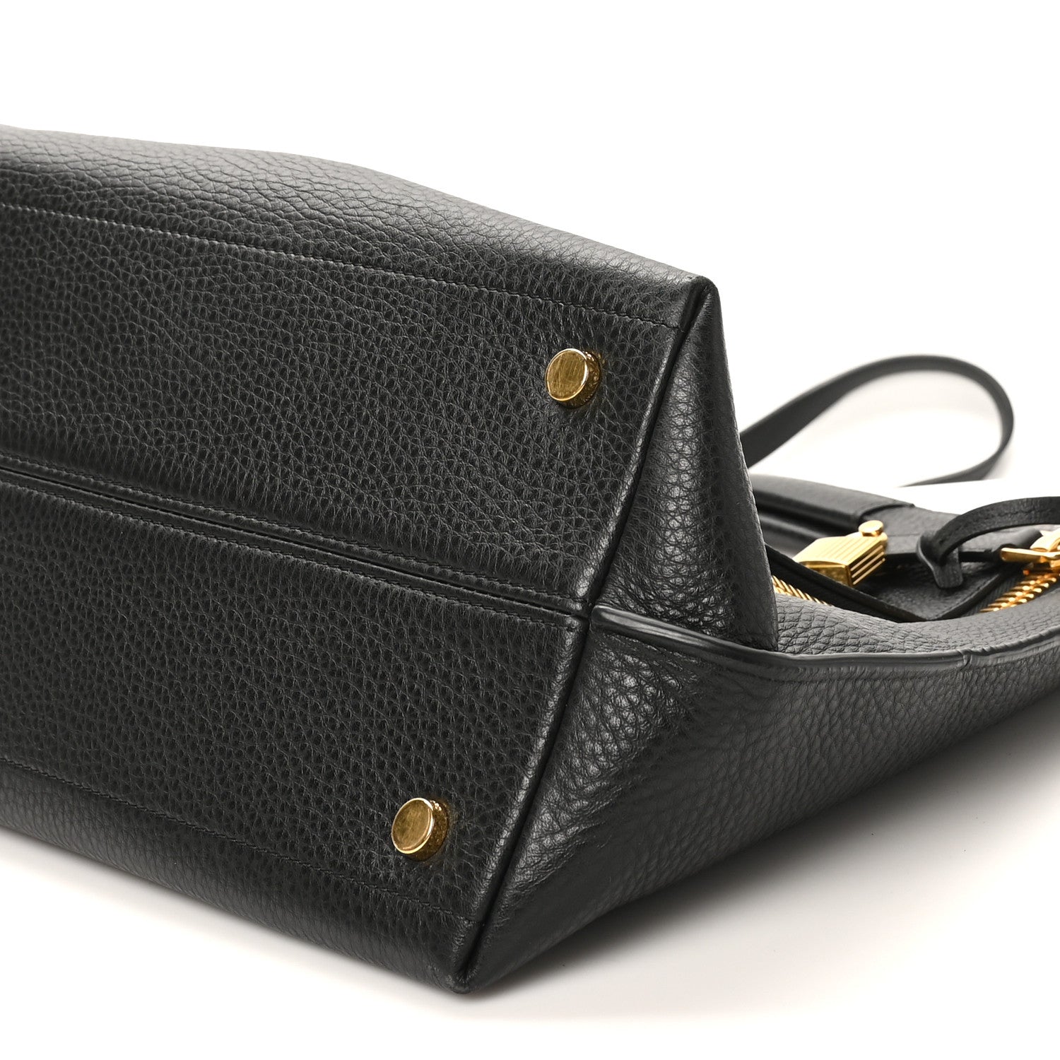 Tom Ford Pebbled Calfskin Alix Padlock Foldover Bag Black 10 of 10