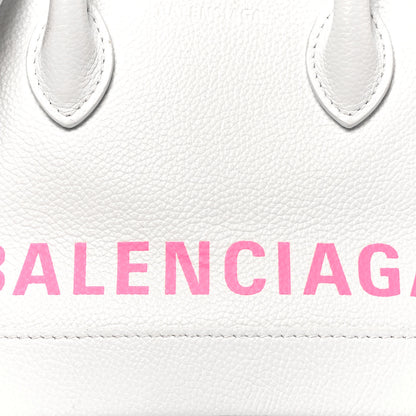 Balenciaga Grained Calfskin Logo XXS Ville Top Handle Bag White Fluo Pink 6 of 11