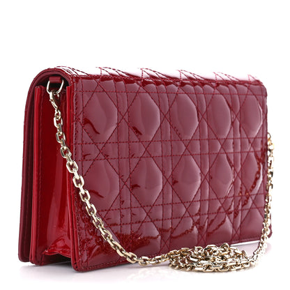 Christian Dior Patent Cannage LADY DIOR Clutch Rouge Ceris 4 of 17