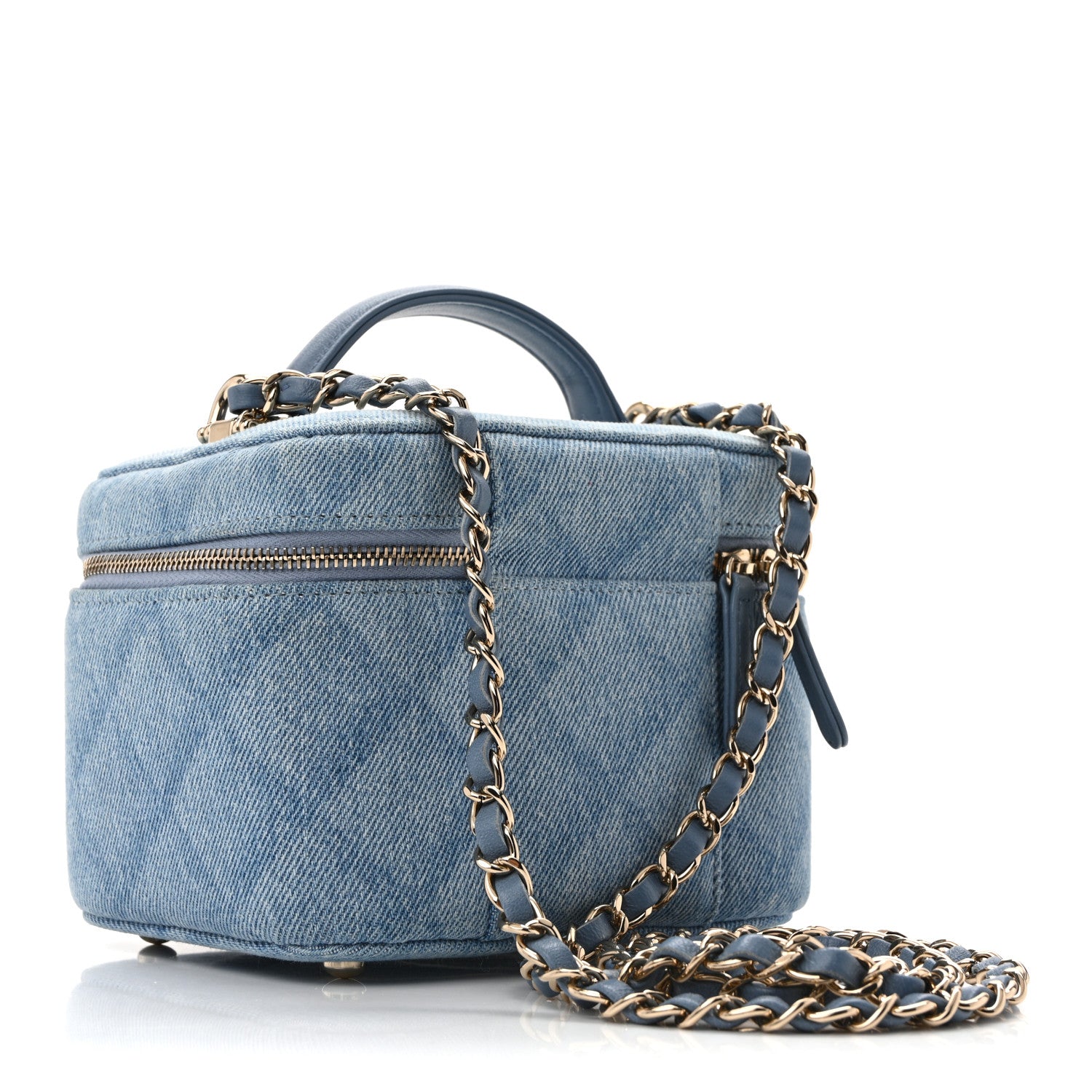 Chanel Denim Quilted Small CC Vanity Case Blue 3 of 10