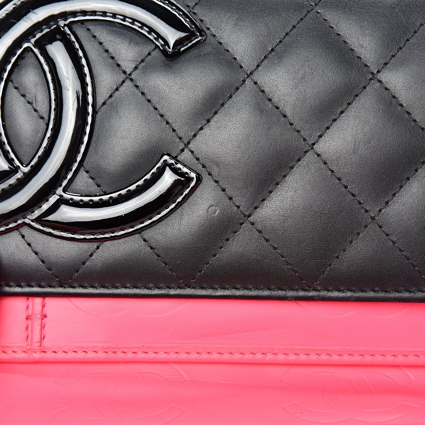 Calfskin Quilted Cambon Tri-Fold Wallet Black