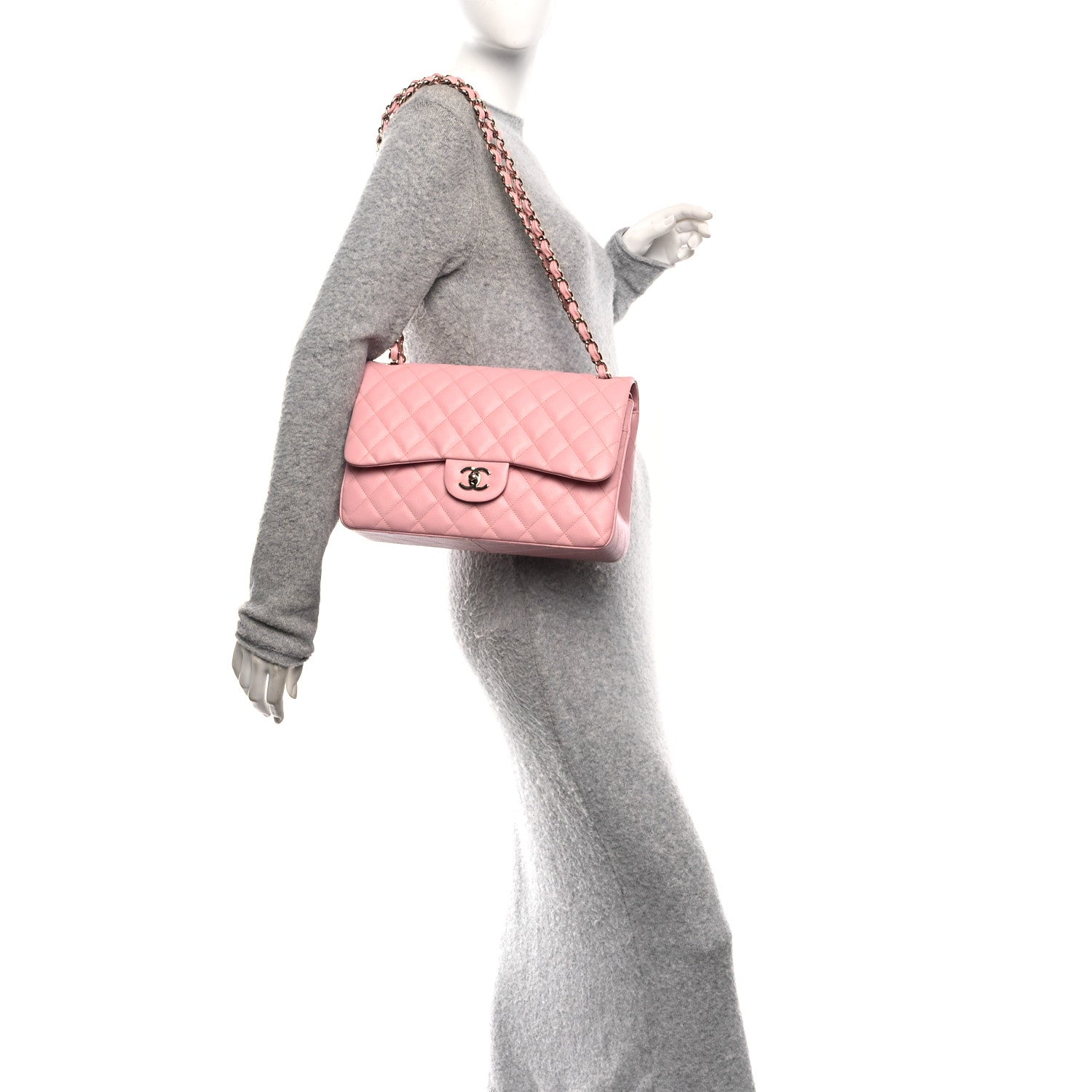 Chanel Caviar Quilted Jumbo Double Flap Pink 2 of 10