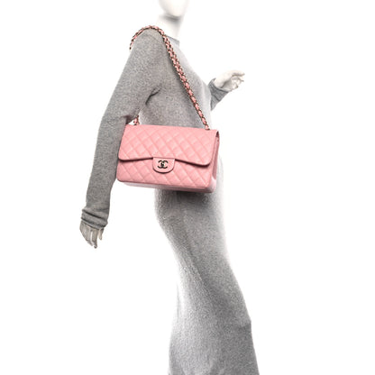 Chanel Caviar Quilted Jumbo Double Flap Pink 2 of 10