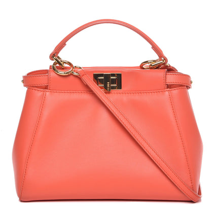 Fendi Nappa Mini Peekaboo Iconic Satchel Azalea 1 of 9