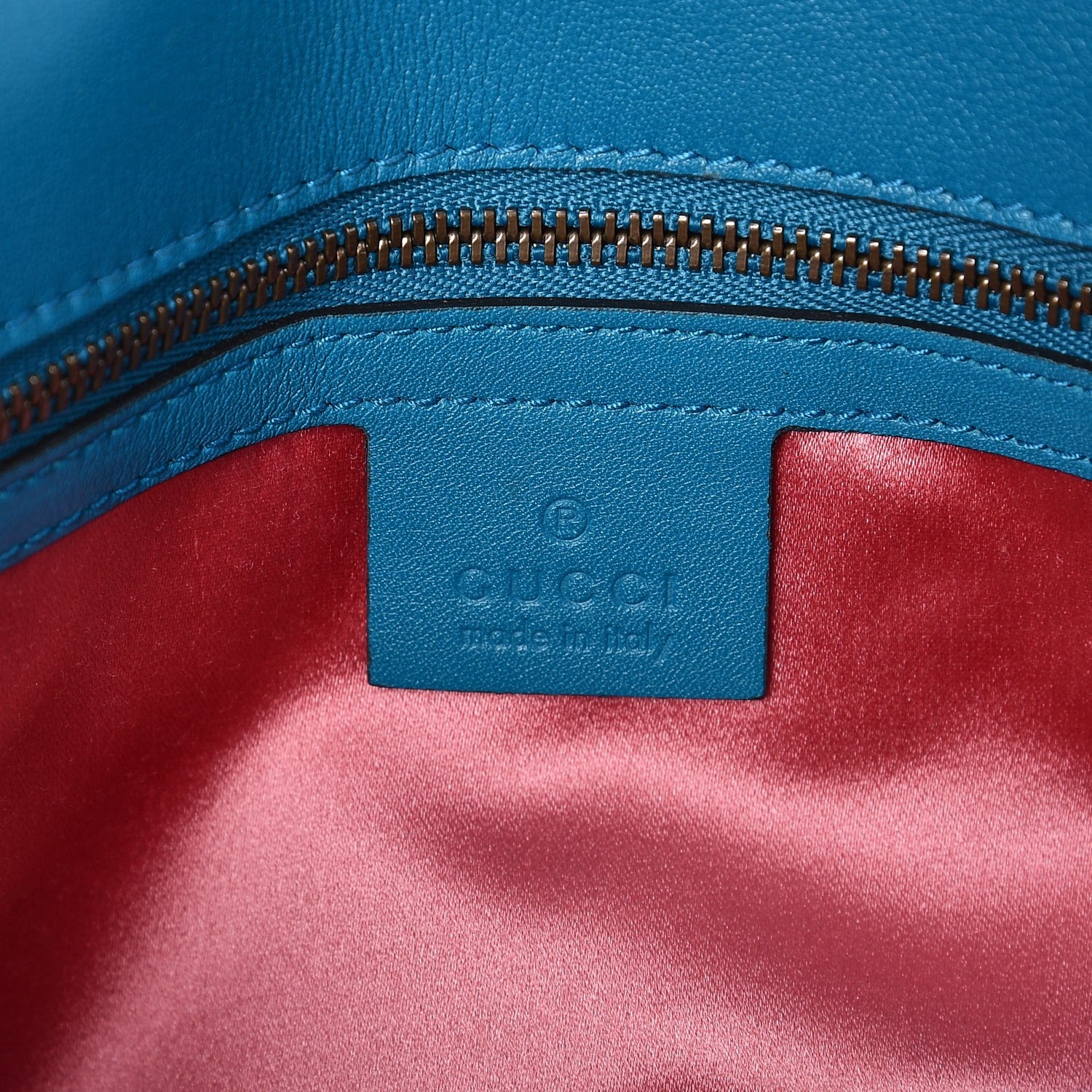Gucci Velvet Matelasse Small GG Marmont Shoulder Bag Pavone Cyan 7 of 8