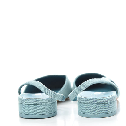 Chanel Denim Cap Toe CC Slingback Flats 36.5 Blue 7 of 11