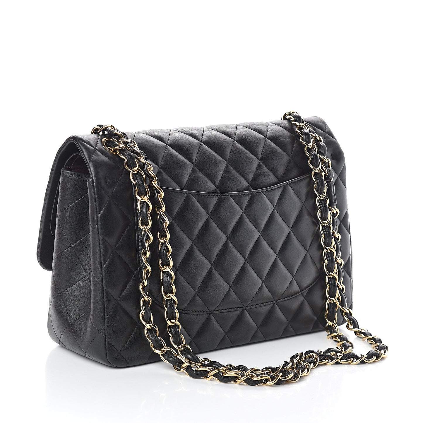 Lambskin Quilted Jumbo Double Flap Black