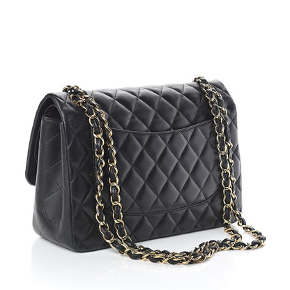 Chanel Lambskin Quilted Jumbo Double Flap Black 2 of 9