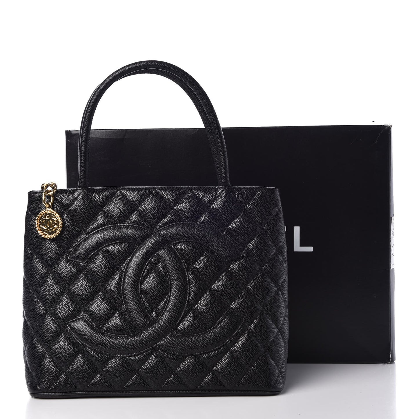 Caviar Quilted Medallion Tote Black