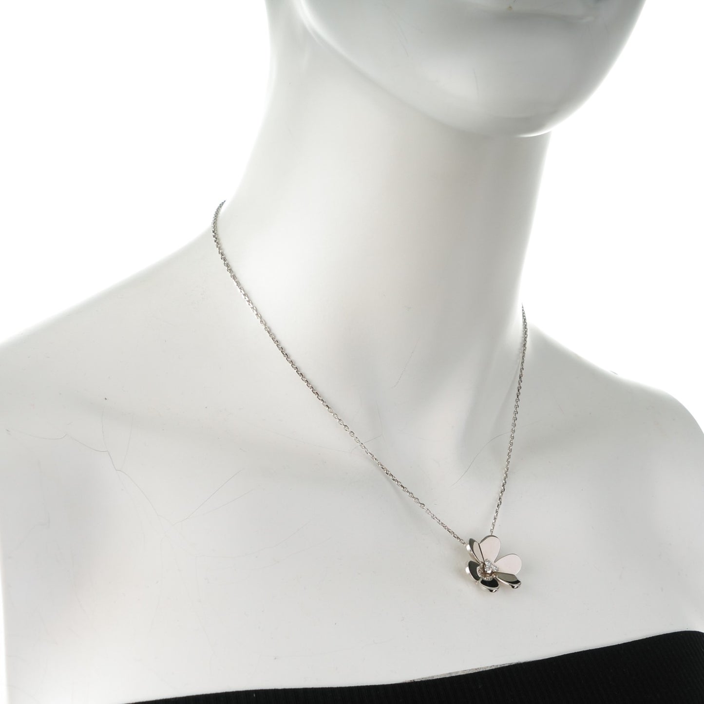 18K White Gold Diamond Large Frivole Pendant Necklace